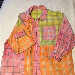Colorful Plaid Button-Up Shirt